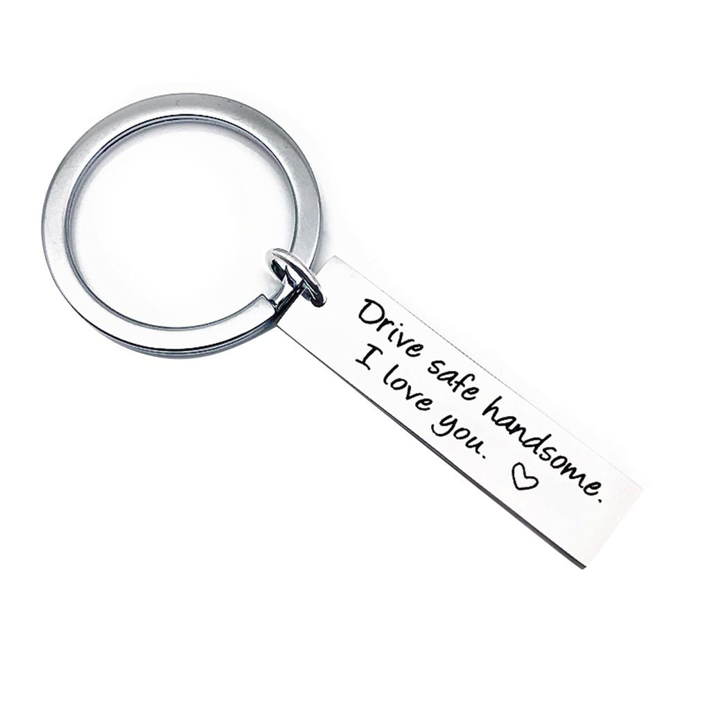 New Funny Keychain Letter Engraved Husband Silver Gift For Boyfriend Key Ring J