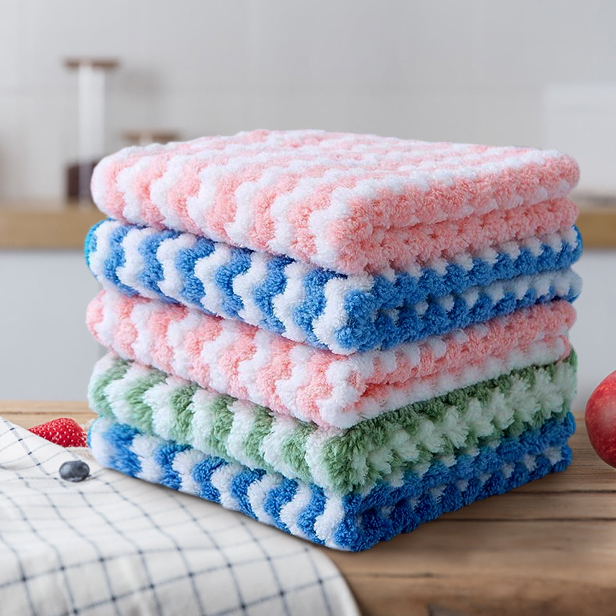 3pcs Random Color Dish Cloths for Towels and Microfiber Dishcloths Dish Washing Dishes Cleaning Kitchen Dining & Bar Reusable Kitchen Food Network