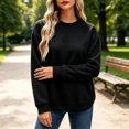 thumbnail image 6 of Women's Waffle Knit Sweatshirt Crew Neck Long Sleeve Drop Shoulder Casual Pullover Top, 6 of 7