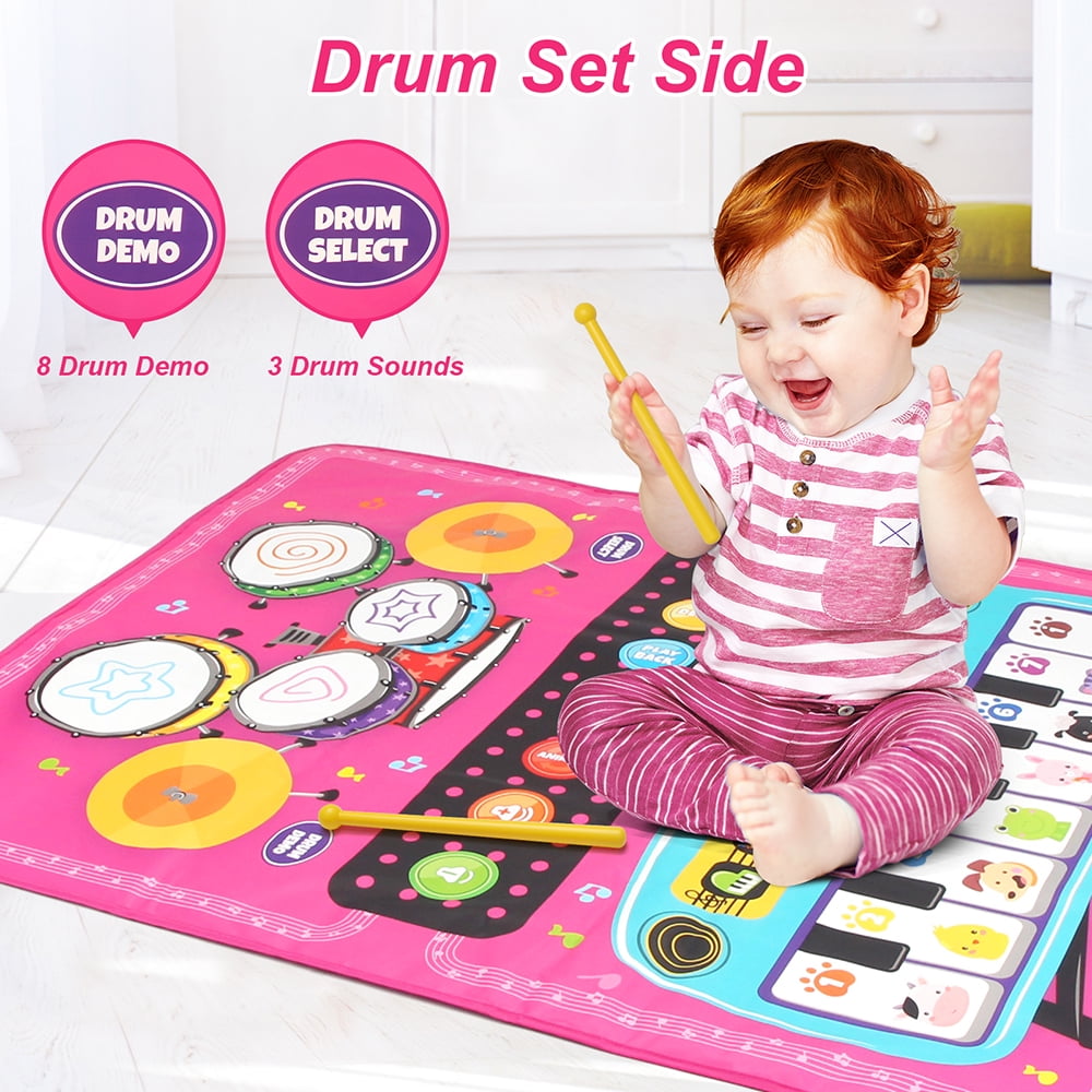 TIANLAIMEI Baby Piano Mat, 36" x 28" Drum Mat, Musical Playmat, Floor Keyboard Music Dance Touch Playmat Toy, Adjustable Volume/ Record/ Playback for Age 1-5 Years Old Toddler Boys Girls