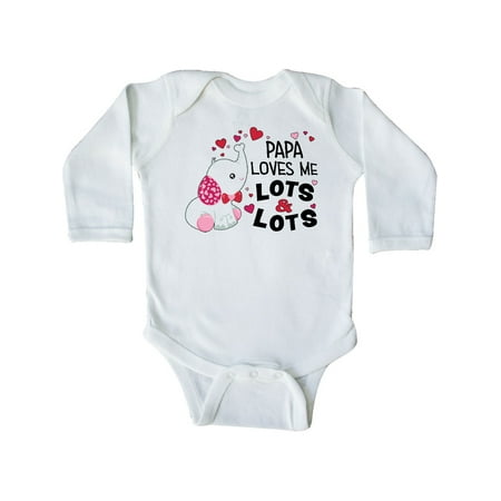 

Inktastic Papa Loves Me Lots and Lots- cute elephant Gift Baby Boy or Baby Girl Long Sleeve Bodysuit