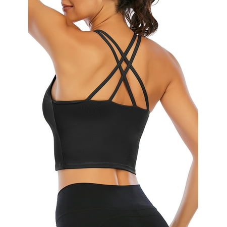 

LELINTA Women Ladies Yoga Vest Sleeveless T-Shirt Sports Bra Active Wear Tops Gym Workout Running Support Shirts Cross Back Yoga Vest Tops with Removable Paddeds 3 Styles 10+Colors XS-XL