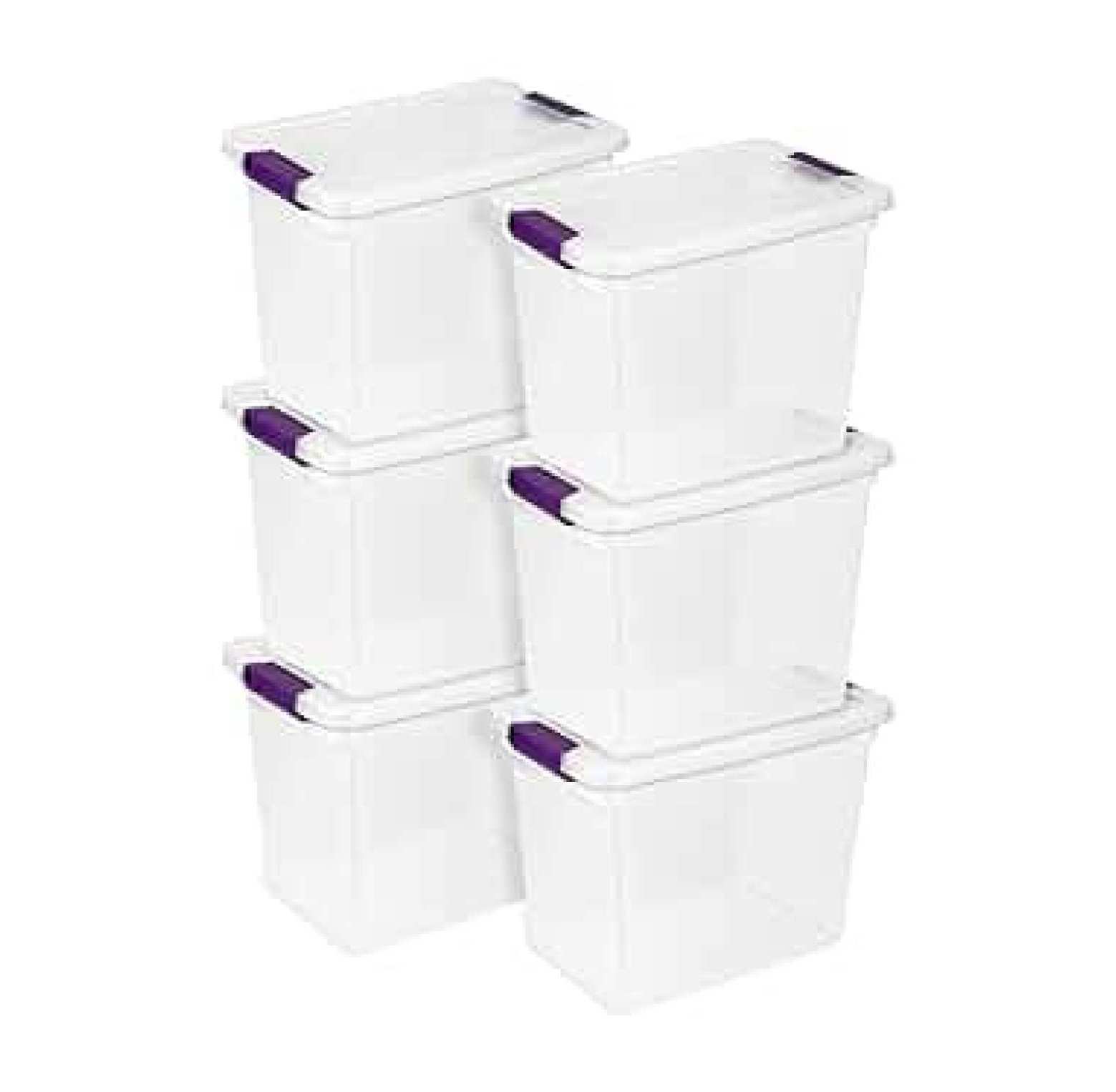 Clear Storage Bins 6-Pack, 27 Quart Latch Boxes - Stackable Plastic Organizer Containers for Closet, Bedroom, Shelving, Home Storage