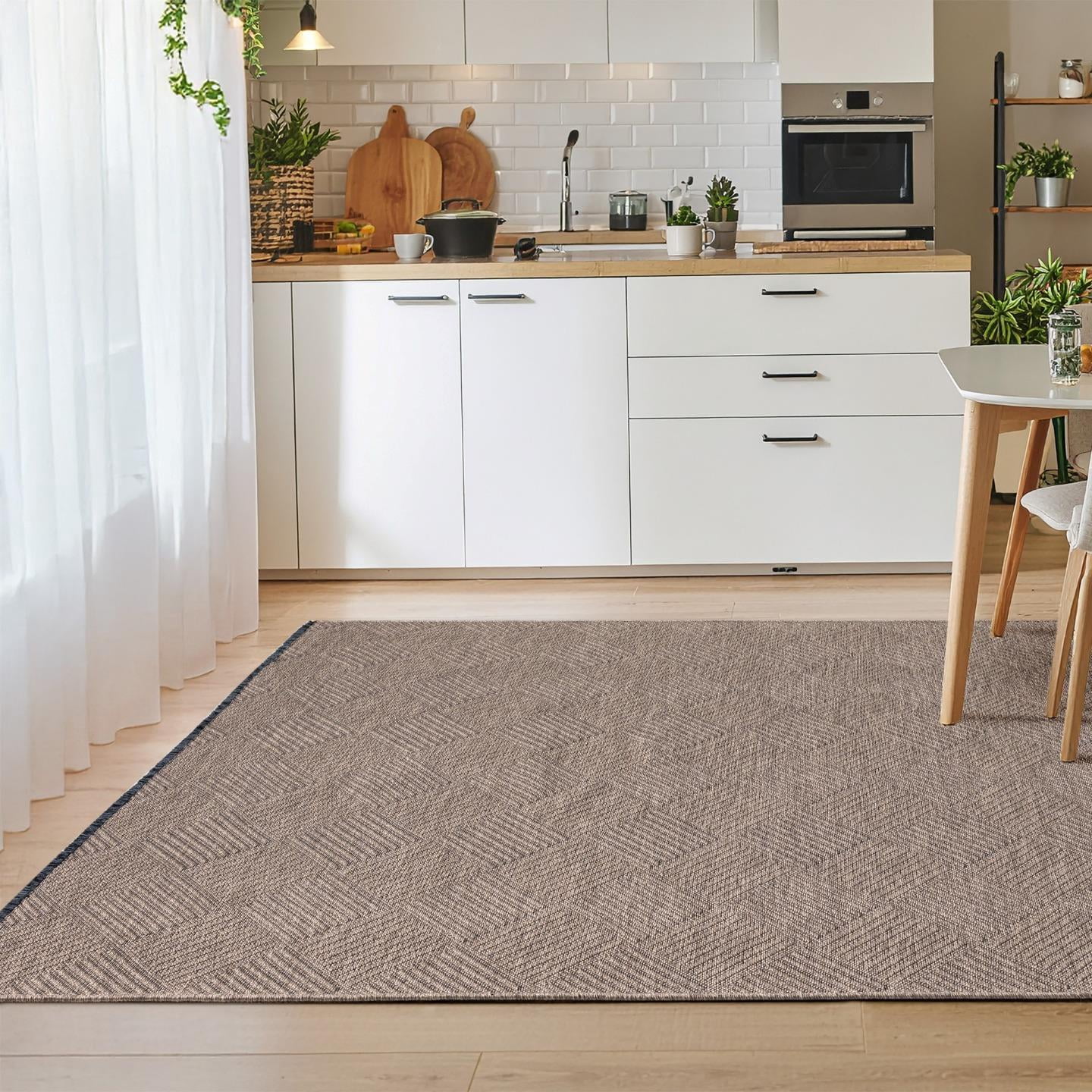Luxe Weavers Geometric Non-Slip Brown 8x10 Washable Area Rug, Modern Carpet