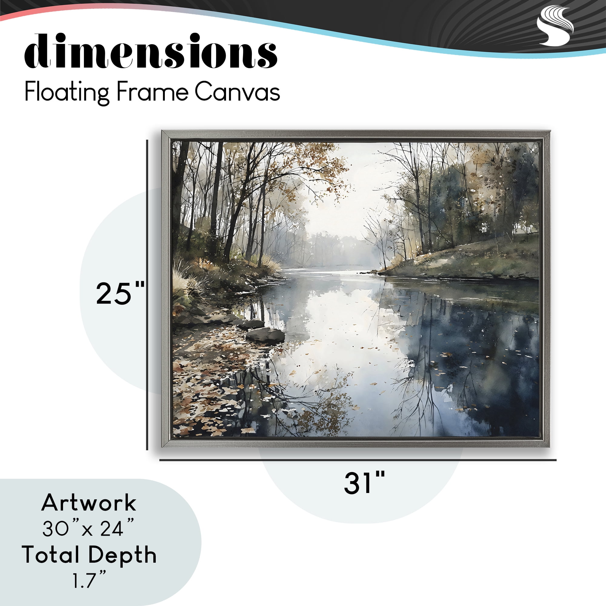 Stupell Industries Fall Lake Reflection Gray Framed Floater Canvas Wall Art, design by Franklyn Gregory