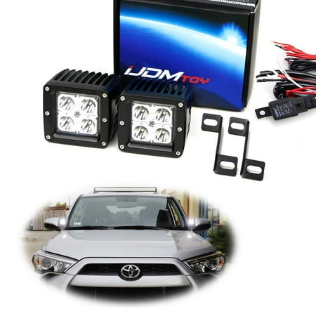 - iJDMTOY A-Pillar LED Pod Light Kit For 2014-up Toyota 4Runner, Includes (2) 20W High Power CREE LED Cubic Pods, A-Pillar Metal Mounting Brackets & Relay Wire Harness/Switch