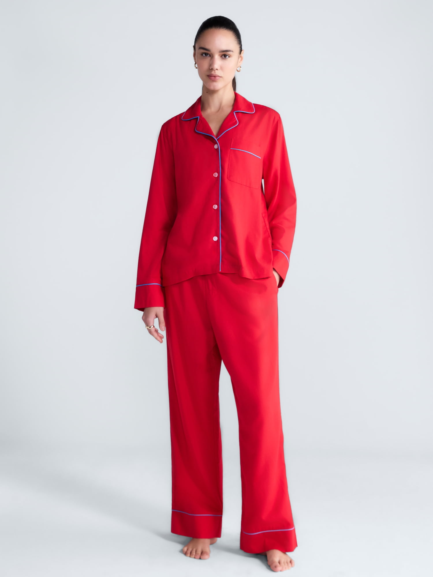 Free Assembly Matching Family Pajamas Women’s and Women's Plus Top and Pants Gift Set, 2-Piece, Sizes XS-3X
