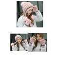 thumbnail image 5 of VISALY Women Knit Beanie Winter Ski Hat Cap with Earflap Pom Glove Set Women's Girls Cute Winter Cozy Earflap Knitted Pom Pom Ski Cap Hat Beanies with Matching Glove Mitten Set Pink One Size, 5 of 9