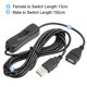 thumbnail image 4 of Cable de extensión USB Unique Bargains con interruptor ON/OFF 2 Metros Paquete de 3 Negro, 4 of 5