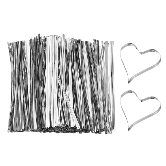 Uxcell Metal Twist Ties, Metallic Bread Ties for Treat Plastic Bags Gift Wrapping Candy Coffee Bag Plant Party Cake Silver