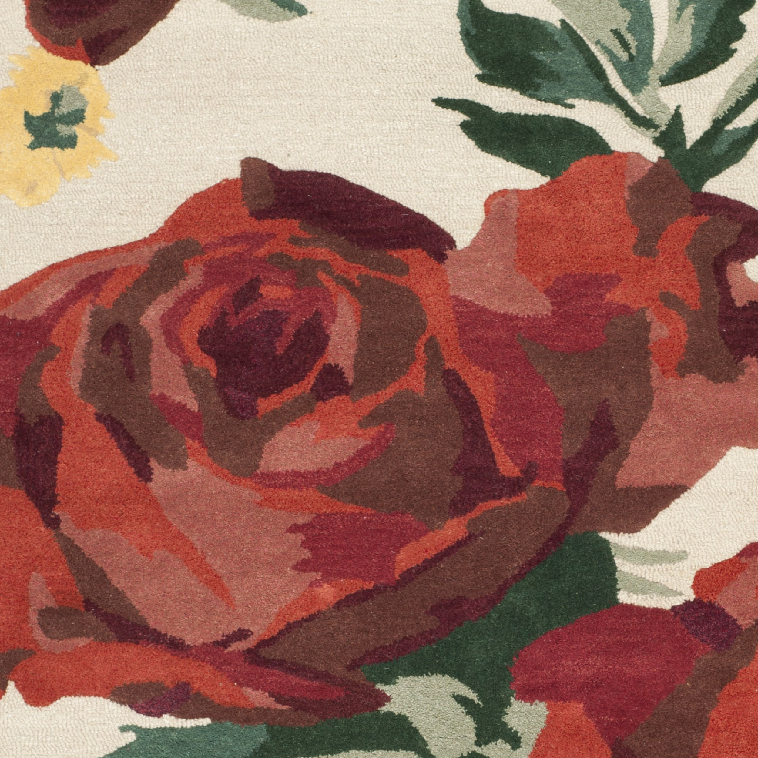 SAFAVIEH Martha Stewart Rose Chintz Floral Wool Area Rug, Shortbread, 8' x 10'