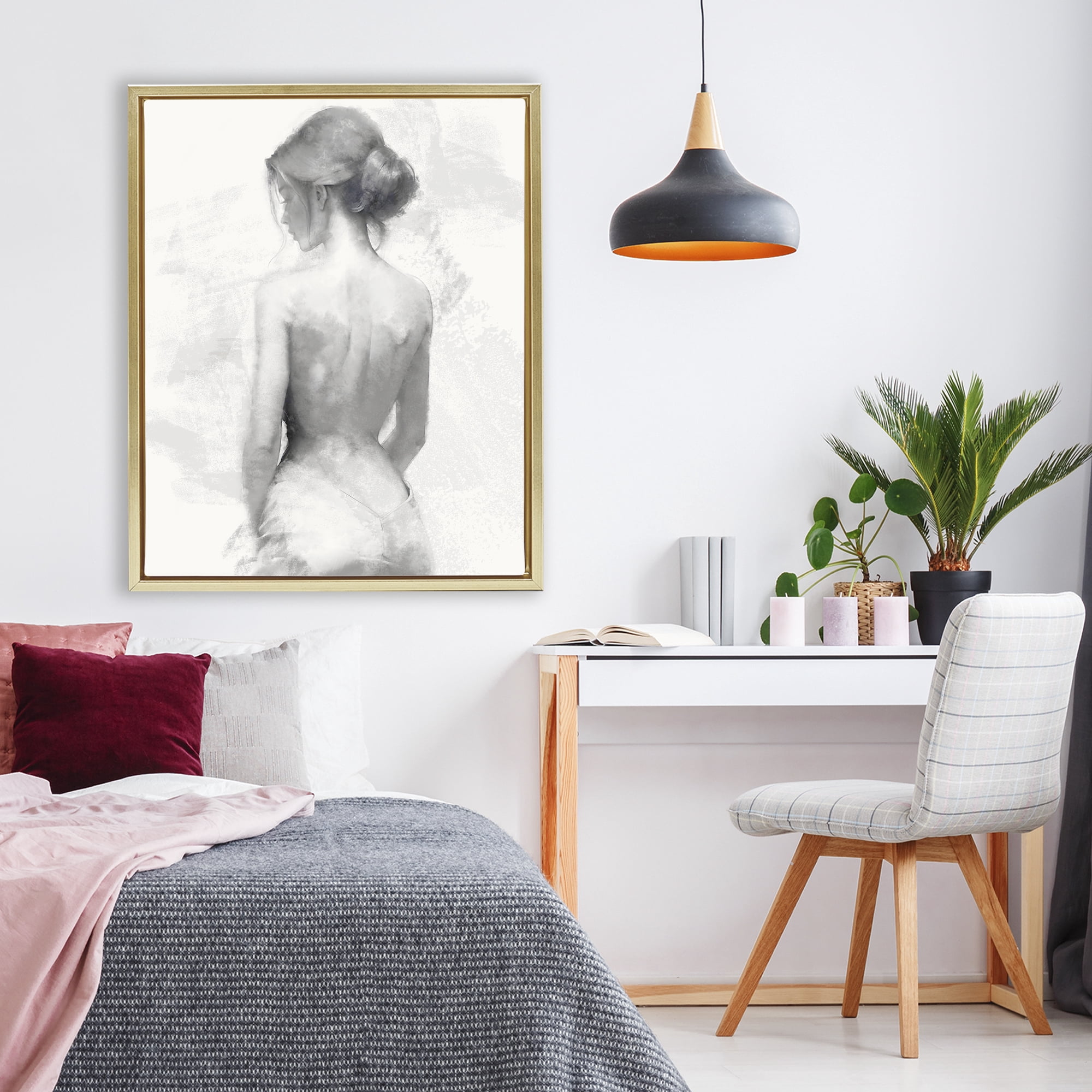 Stupell Industries Mine Elegant Figure Gold Framed Floater Canvas Wall Art, design by Kim Allen