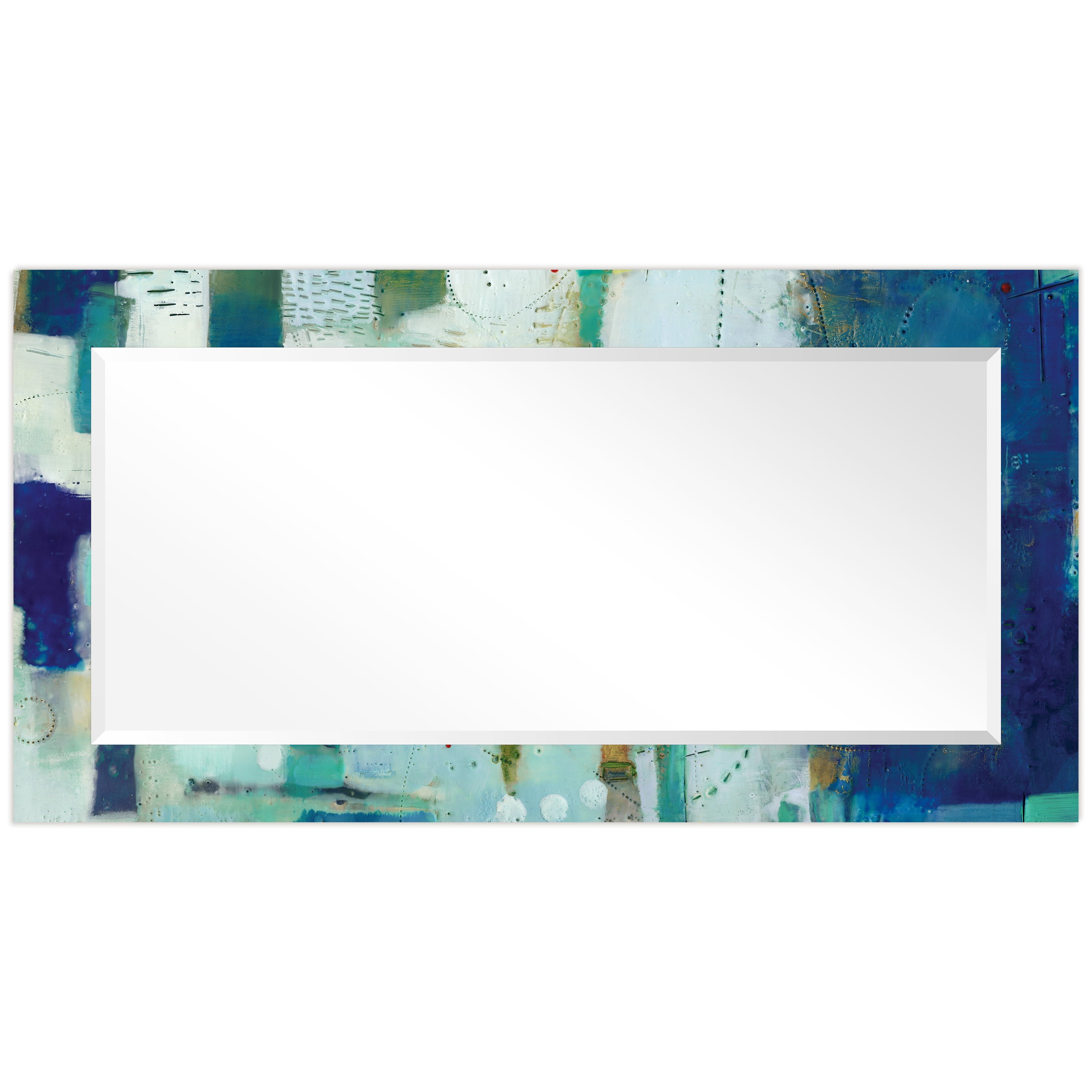 Empire Art Direct Crore Rectangular Beveled Mirror on Free Floating Printed Tempered Art Glass - Clear - 54" x 28"