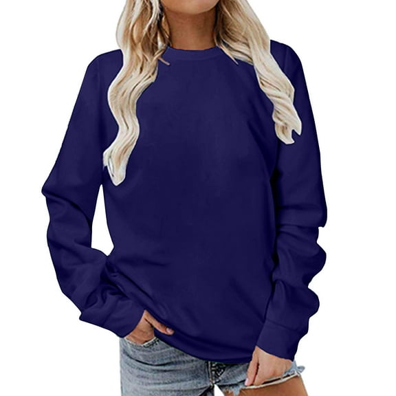YYDGH Women's Crewneck Long Sleeve Sweatshirts Casual Loose Solid Color Shirts Blouses Dressy Fashion Tunic Tops