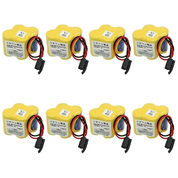 8-Pack BR-2/3AGCT4A 6V 4400mAh PLC Replacement Battery for A98L-0031-0025 CNC System (Black Connector)