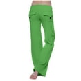 thumbnail image 7 of Levmjia Women Yoga Pants Workout Leggings Stretch Waist Button Pocket Cotton Blend High Waist Loose Fit Gym Running Hiking Casual Streetwear XS-XXXXL, 7 of 7