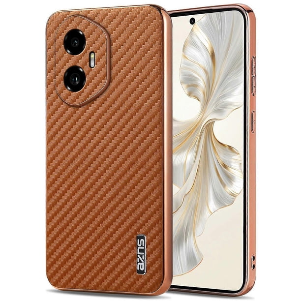 AZNS For Honor 300 Case Electroplating Carbon Fiber Texture PU + TPU Phone Cover - Green