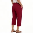 thumbnail image 4 of Miluxas Women's Lightweight Business Casual Capri Pants Elastic Waistband Tapered Loose Fit Capris with Pockets for Summer Daily Wear Loungewear Red, 4 of 5
