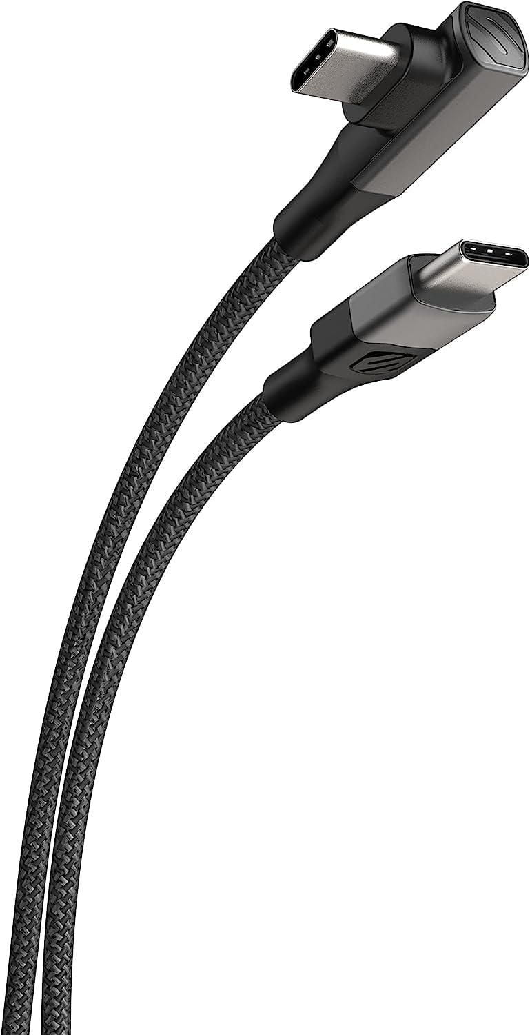 Câble tressé de recharge et synchronisation CCBRA4-SP Scosche Strikeline qualité USB-C à USB-C angle droit, 1,3 m (4 pi) noir Cable rechar USB-C-USB-C 4 pi