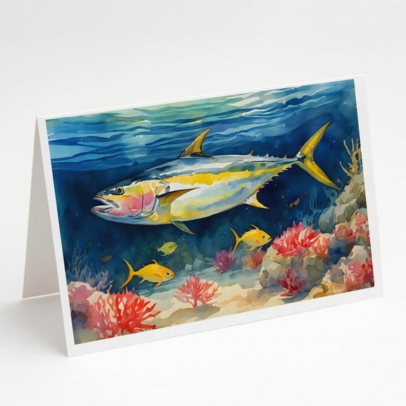 Yellowfin Tuna Greeting Cards Pack of 8 7 in x 5 in