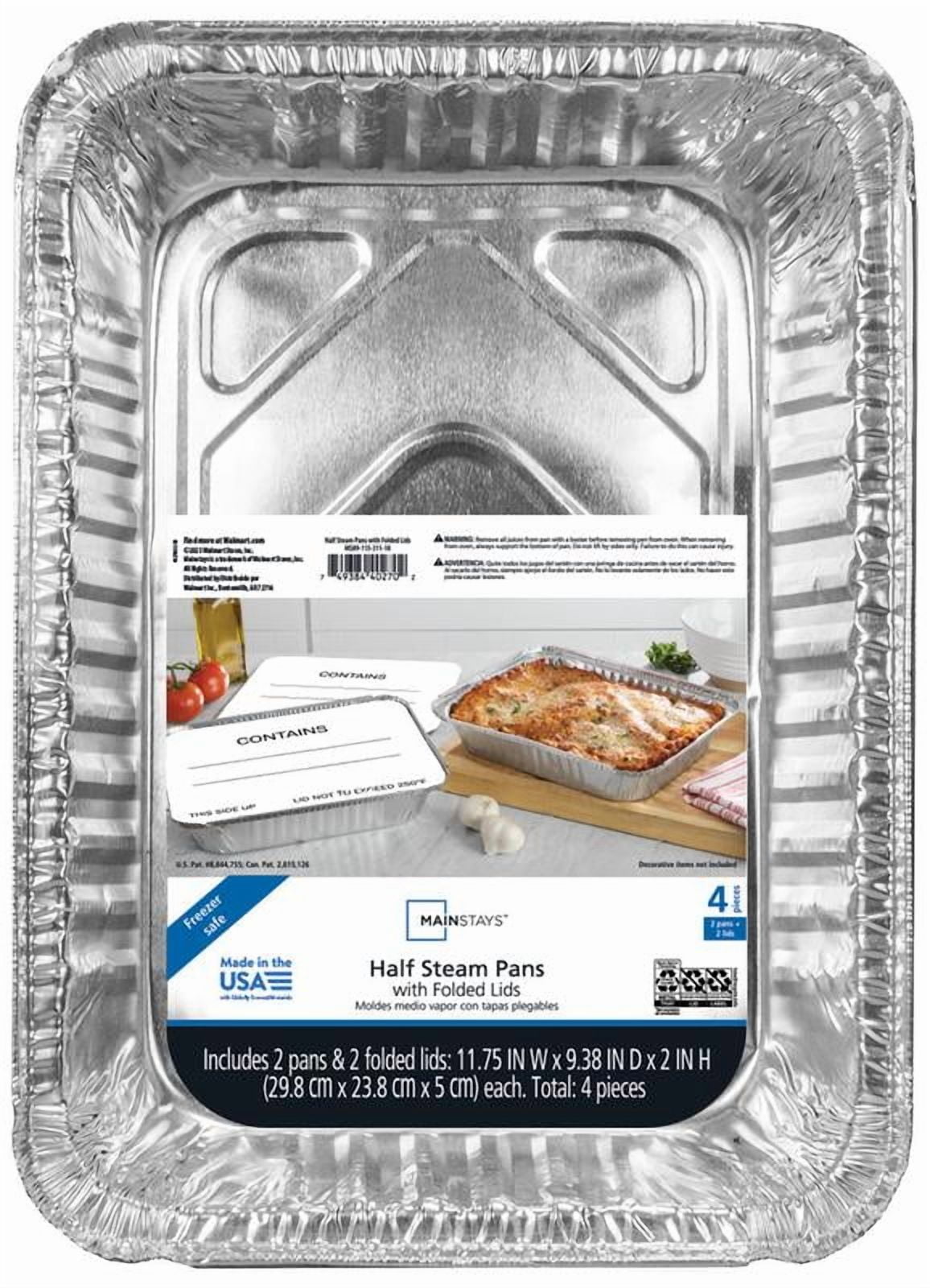 Mainstays 9.38\" x 11.75\" Large Aluminum Pan with Folded Lids, 2 Count