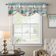 thumbnail image 6 of Marine Life Tie Up Valances Curtain, Adjustable Kitchen Vintage Shell Starfish Coral Eucalyptus Leaves Blue Wood Grain Valances for Windows Rod Pocket Short Curtains for Bedroom/Bathroom 42"x12", 6 of 9