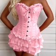 thumbnail image 2 of Women's Tennis Skirts Summer Multilayer Lace Trim Beachy Flowy Tiered Hemline Holiday Resort Wear Skirt For Women Pink XXL, 2 of 4
