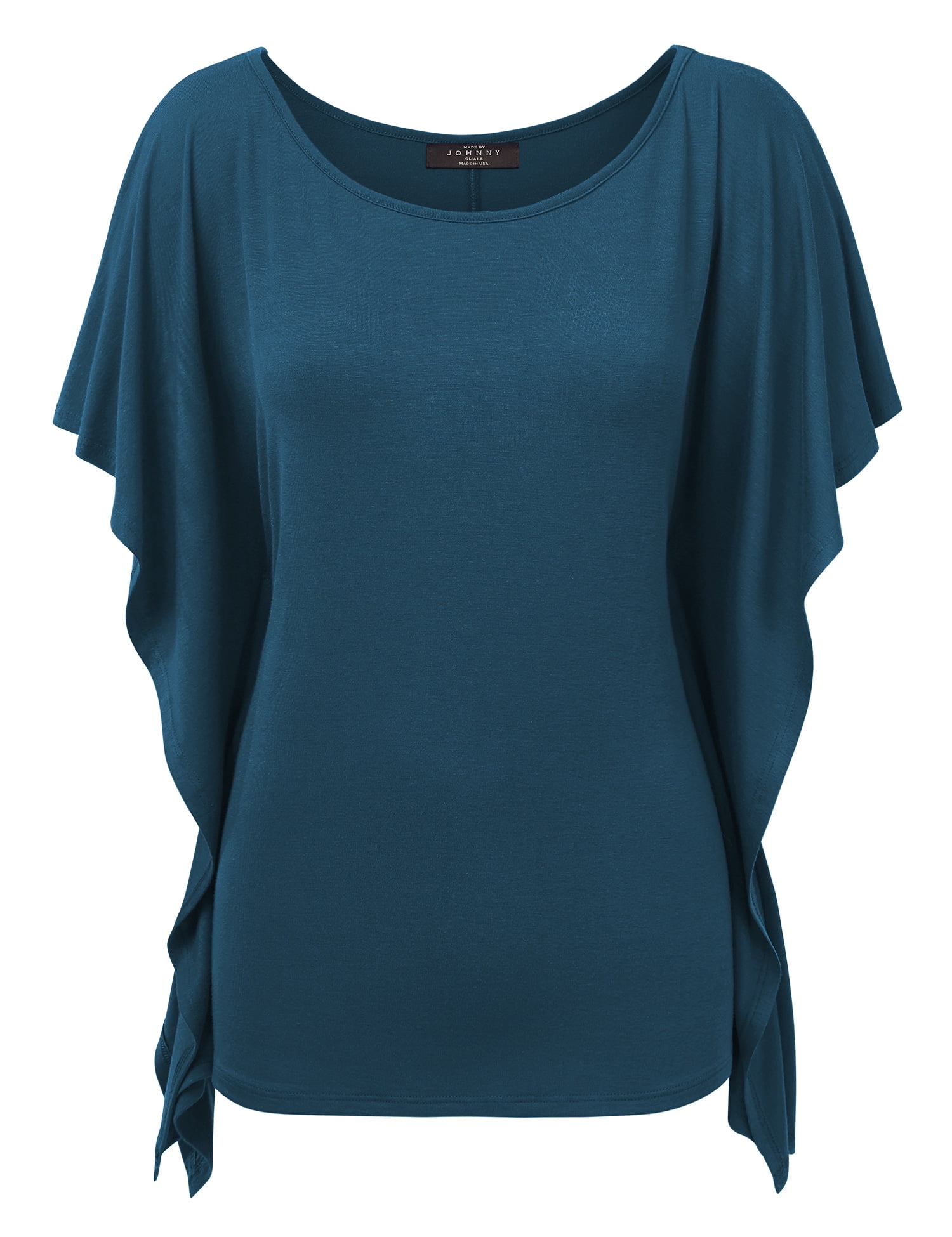 WT1340 Womens Solid Scoop Neck Short Sleeve Poncho Tunic Top XXXL Teal ...
