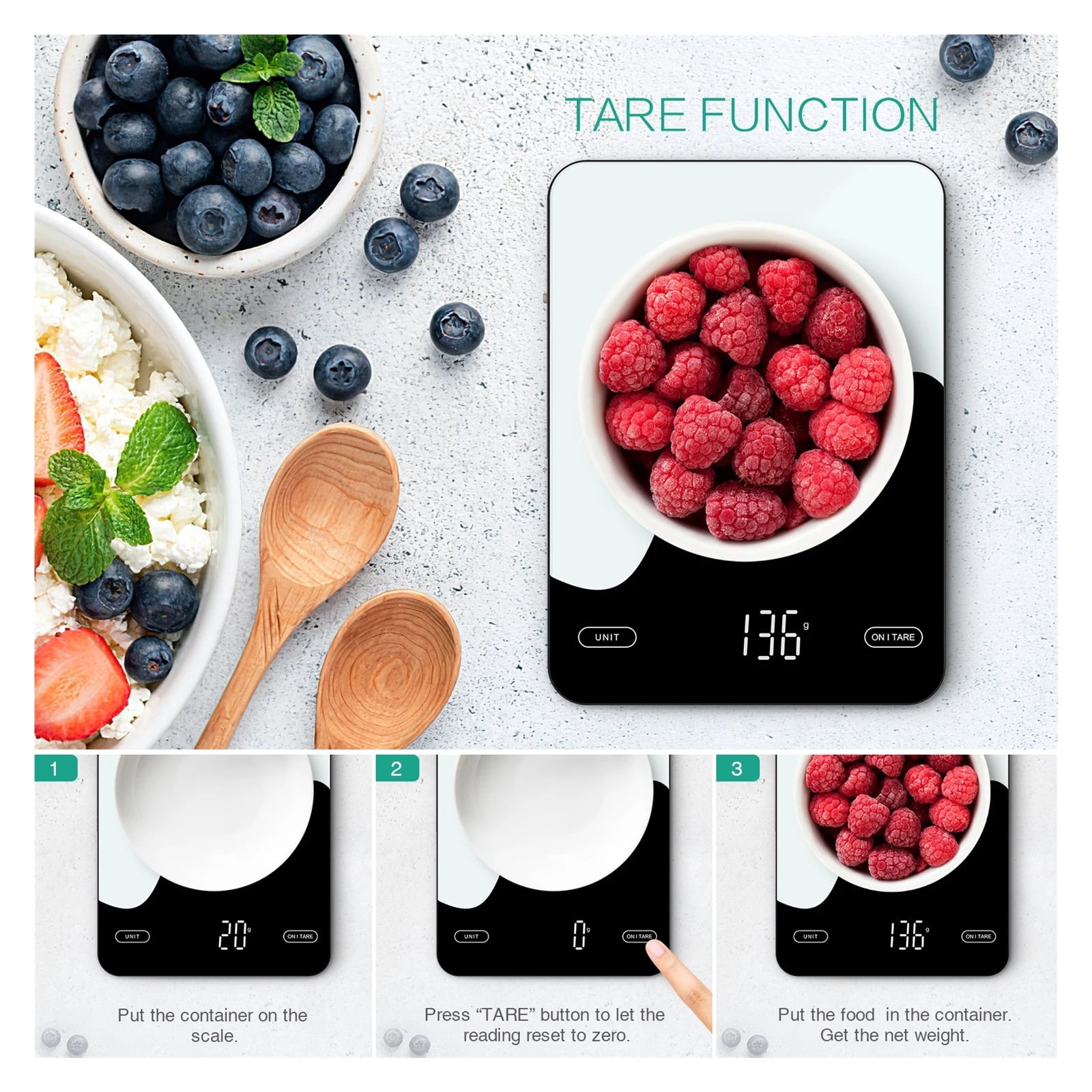 Digital Food Scale 10kg Smart Kitchen Scales With Nutrition Calculator APP Rechargeable Gram Scale For Weight Loss Baking Scales ,Simple Operation