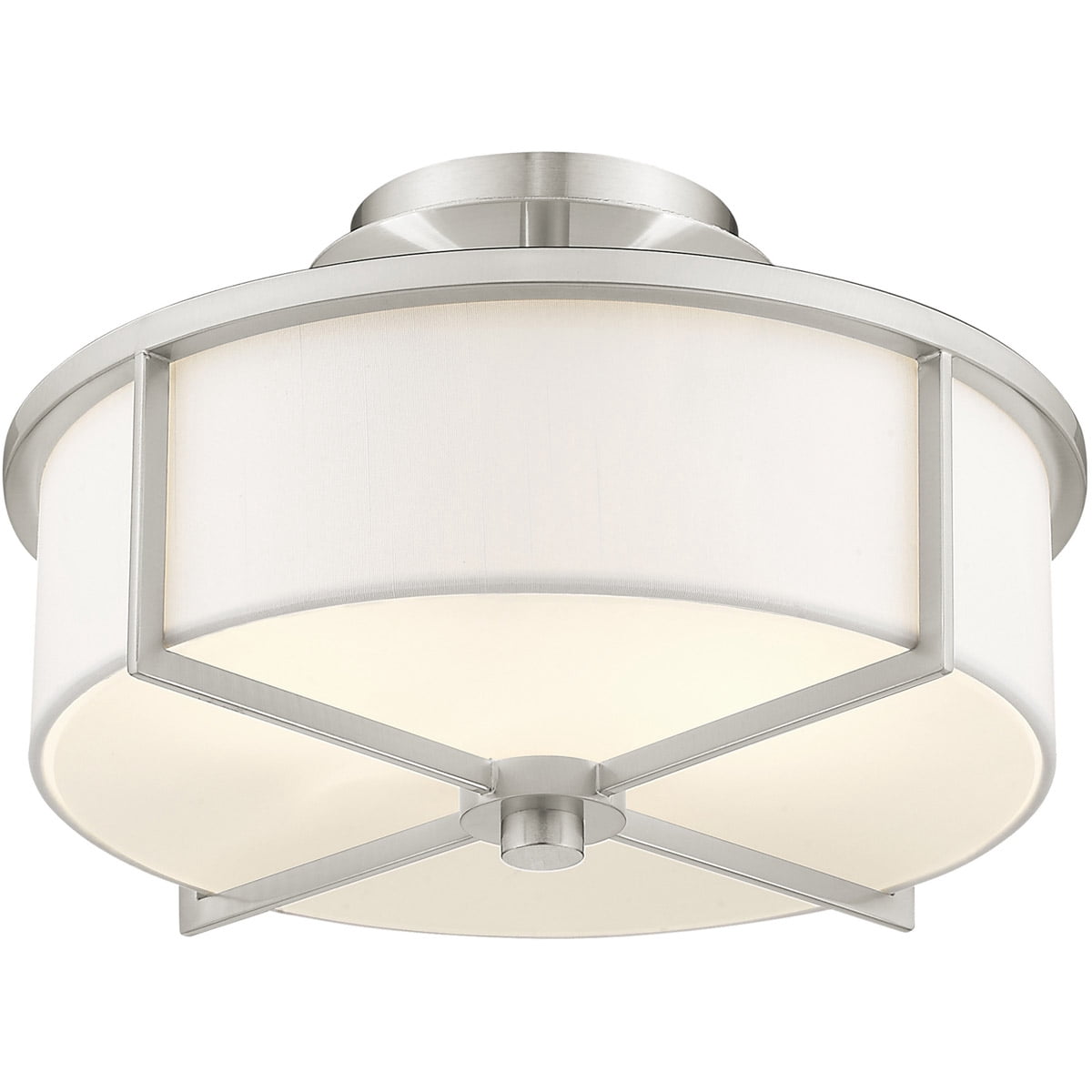 2 Light Brushed Nickel Ceiling Light fixture with Steel base material