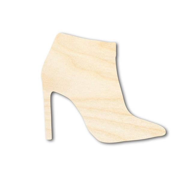 Unfinished Wood Stiletto Bootie Shape - Craft - up to 46" DIY 14" / 1/2"
