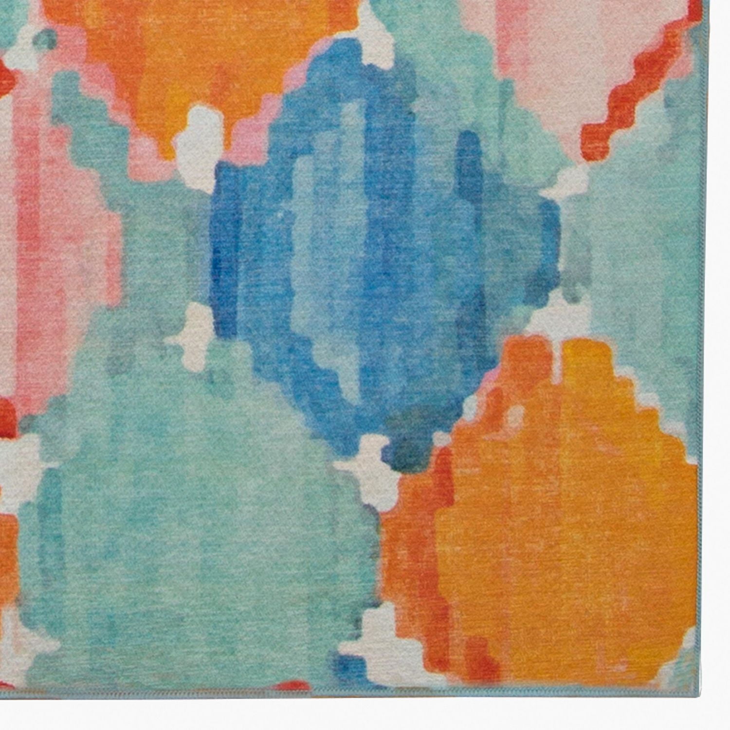Outdoor Washable Panama Aqua & Orange 5' x 7' Area Rug
