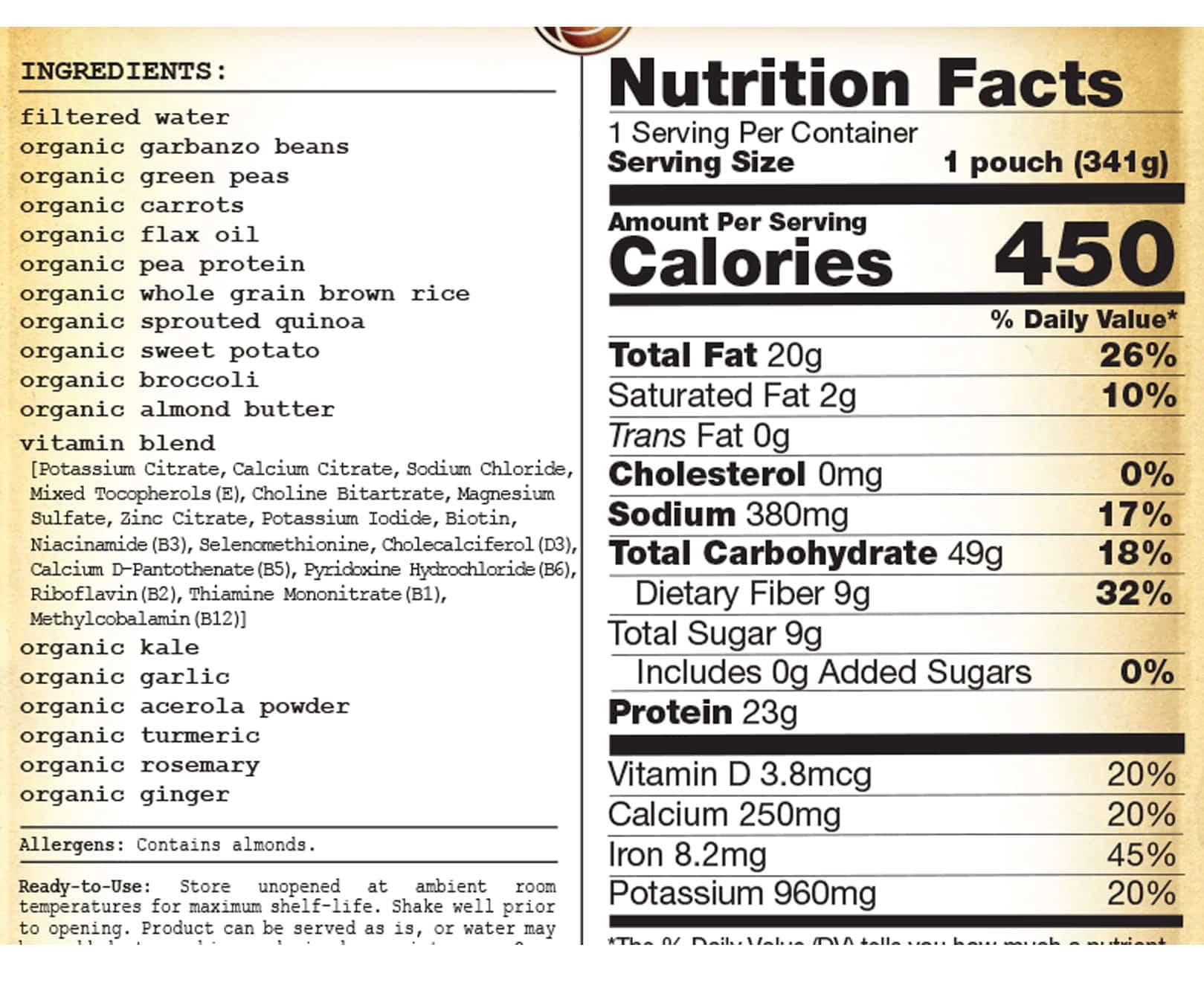 Functional Formularies Liquid Hope Organic Whole Foods Meal Replacement, Original Formula, 12 oz. Pouch, 24 Count