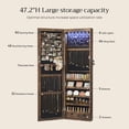 thumbnail image 3 of 6 LEDs Mirror Jewelry Cabinet Lockable 47.2" H Wall/Door Mounted Jewelry Armoire Organizer Rustic Brown, 3 of 8