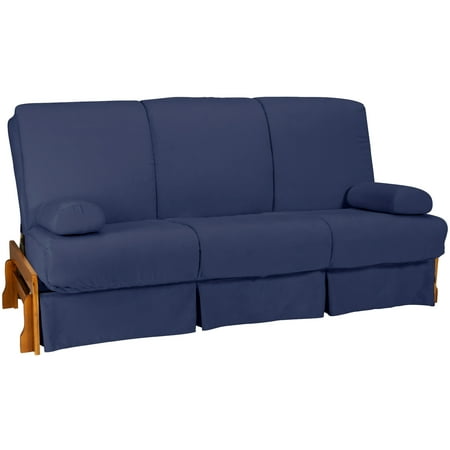 Sleeping Coach Phoenix Perfect Sit & Sleep Pocketed Coil InnerSpring Pillow Top Sofa Sleeper Bed, Queen, Medium Oak, Suede Dark Blue ()