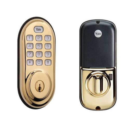 Yale YRD210 Push Button Deadbolt, Polished Brass