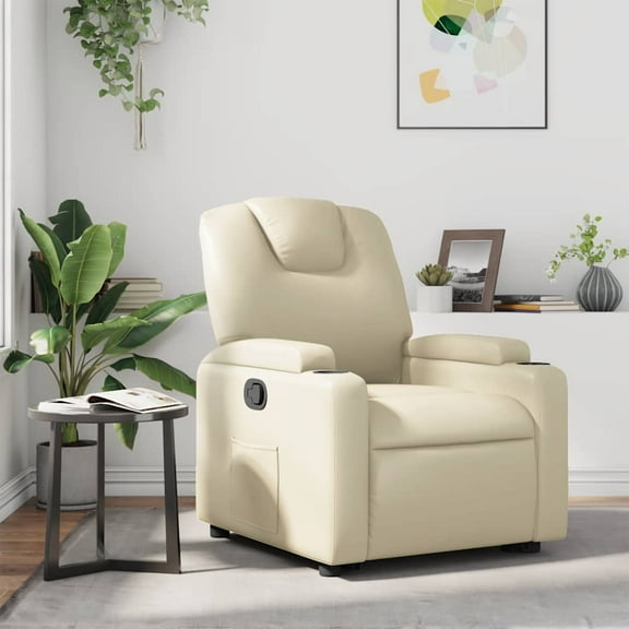 vidaXL Recliner Chair Cream Faux leather, metal, plywood Single