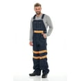 thumbnail image 2 of Men's Hi-Vis Bib Overall Men Enhanced Visibility Denim Dungaree PANTS Orange Dark Blue 40-32, 2 of 8