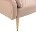 thumbnail image 6 of Modern 2 Seater Velvet Sofa with 2 Pillows, Adjustable Backrest Loveseats Sofa with 6 Steel Feet, Couches Turn into Bed, Pink, 6 of 7