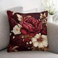 thumbnail image 7 of 16"x16" Throw Pillow Cover Square Elegant Burgundy Floral Satin Cushion Covers Vintage Gold Burgundy Flowers Leaves Bed Pillows Decorative Home Decoration for Sofa Couch Living Bed Room Zippered, 7 of 7