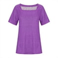 thumbnail image 6 of Scyoekwg Short Sleeve T Shirts for Women Square Neck Tunic Tshirt Lightweight Comfy Loose Trendy Solid Color Blouses (Purple,L), 6 of 6