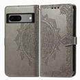 thumbnail image 2 of SaniMore for Google Pixel 7A 6.1" 2023 Wallet Case with Embossed Mandala PU Leather Flip Protection Wrist Strap Credit Card Holder Pocket Kickstand Shockproof Case, Gray, 2 of 6