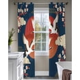 thumbnail image 4 of Japanese Style Sheer Curtains 84 Inch Length 2 Panels Set for Living Room/Bedroom, Modern Cranes Cherry Flower Wave Navy Blue Kitchen Curtains Grommet Semi-Sheer Curtains Window Treatments 52"x84"x2, 4 of 7