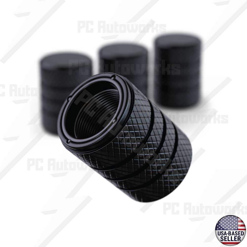PC Autoworks Tire Valve Caps – Anti-Rust, Premium Anodized Aluminum, Corrosion-Resistant, Easy Install, Universal Fit – 1 pack/Set of 4 - Onyx