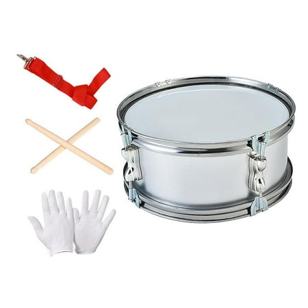 LeeQinersw 11" Snare Drum, Music Drum with Adjustable Strap Professional Musical Instrument White