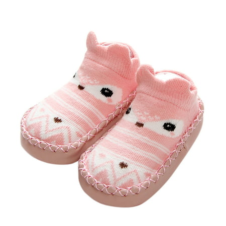 Infant Toddler Anti-slip Floor Socks Cute Cartoon Cotton Breathable Socks Shoes Casual Walk Learning Socks for Baby pink S (Infant Walking Shoes Best For Learning To Walk)