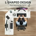 thumbnail image 3 of YRLLENSDAN 50 Inch L shaped Corner Gaming Desk, Adjustable Computer Desk with Large Desktop, Home Office Desk with Monitor Stand, for Home and Work Place, White, 3 of 7