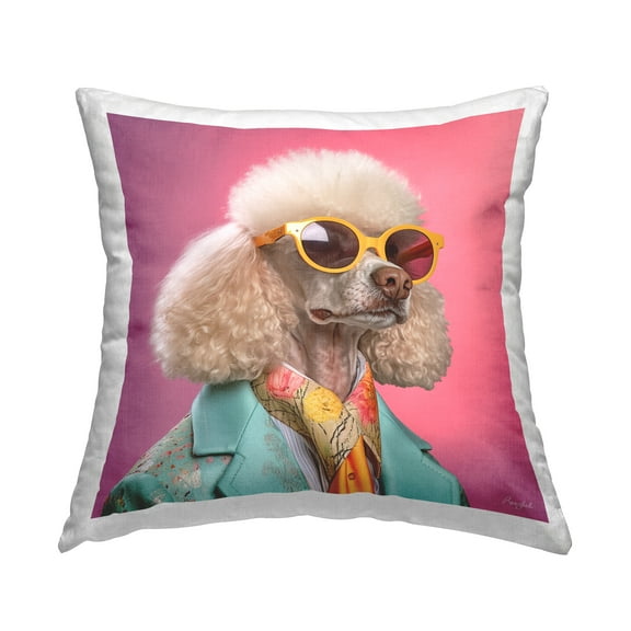 Stupell Industries Trendy Poodle Fashion Decorative Printed Throw Pillow, 18 x 18
