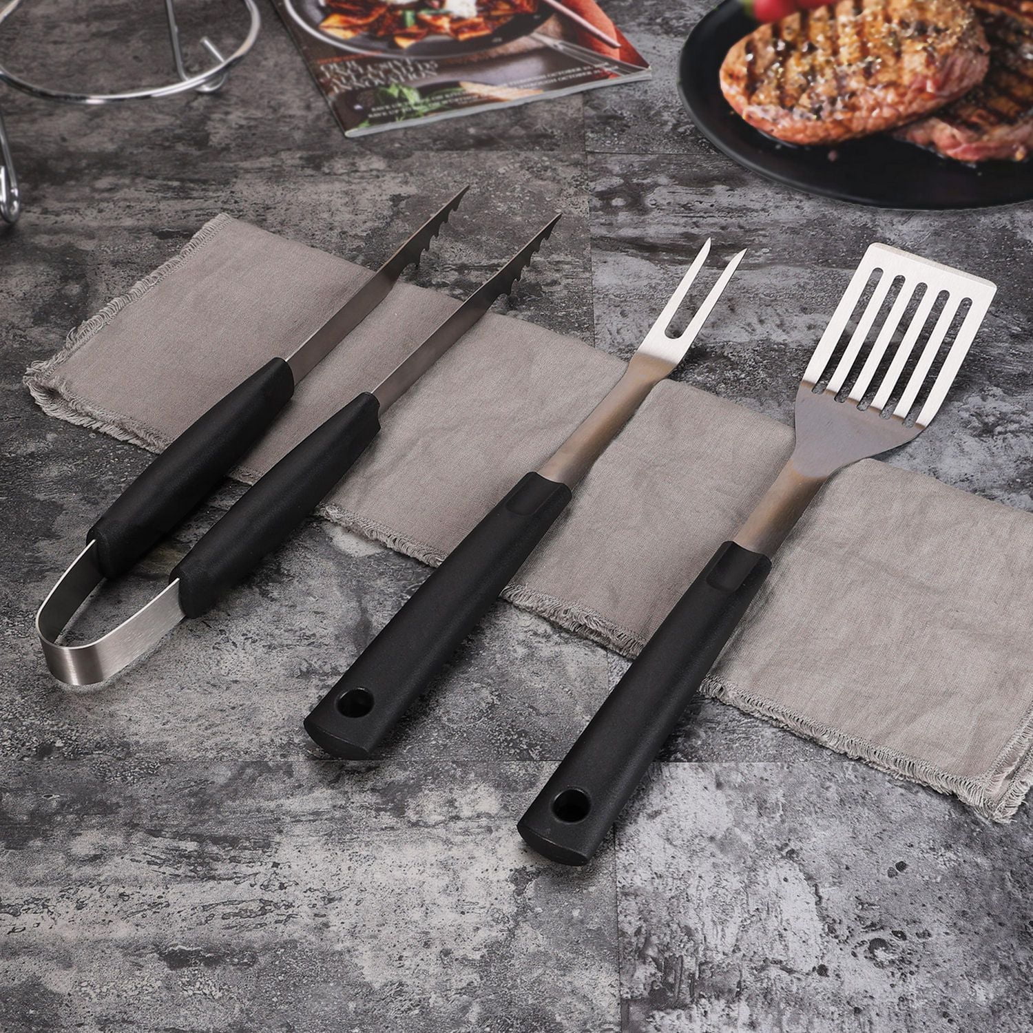 Mainstays 3 Piece Stainless Steel BBQ Set, BBQ Set