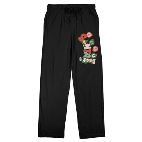 Elf Santa Men's Black Sleep Pajama Pants-XXL
